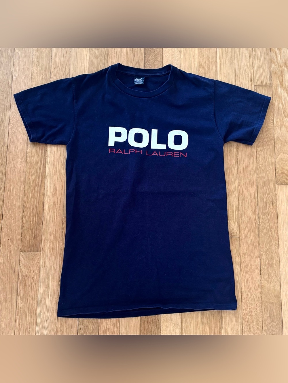 Vintage Polo Ralph Lauren Shirt Graphic Print Navy Men’s Medium Y2K